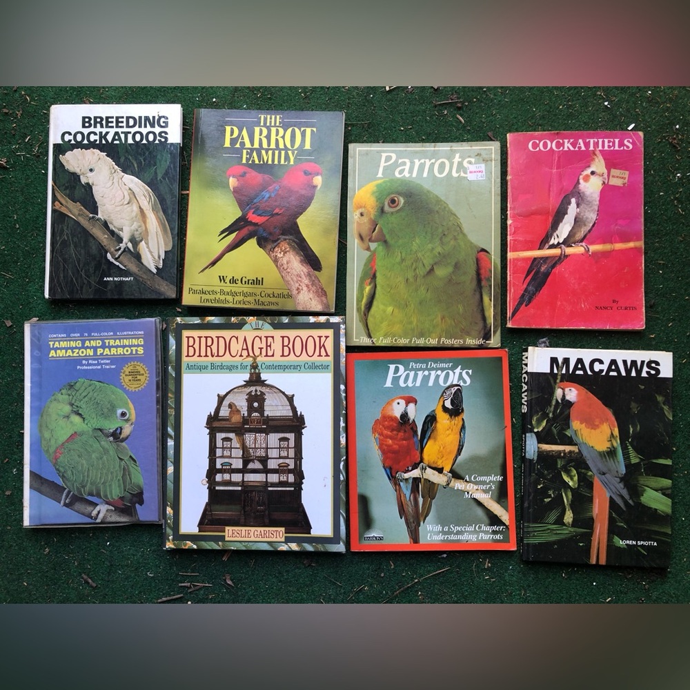 6 Vtg Bird Parrot Books Lot, Cockatoos Macaws Birdcages Training Taming